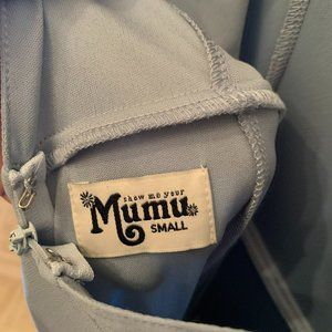 Show Me Your Mumu Jenn Maxi Bridesmaid Dress Steel Blue Chiffon - Small